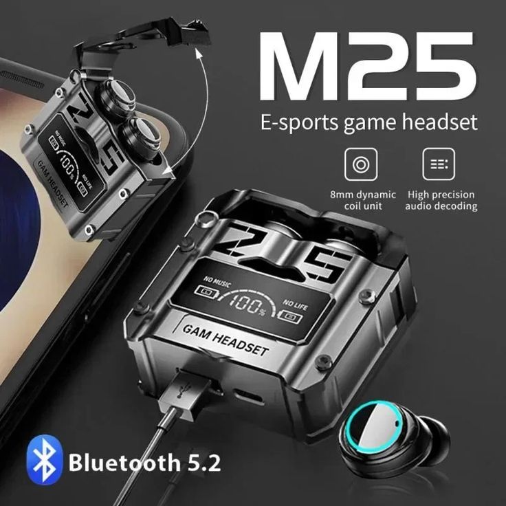 M25 TWS Wireless Touch Control Noise Reduction Stereo Waterproof Earbuds Headsets With Microphone
