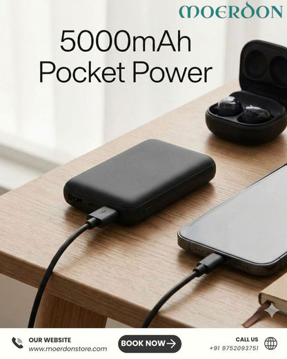 Pocket size power bank 5000 MAH for all mobile phones